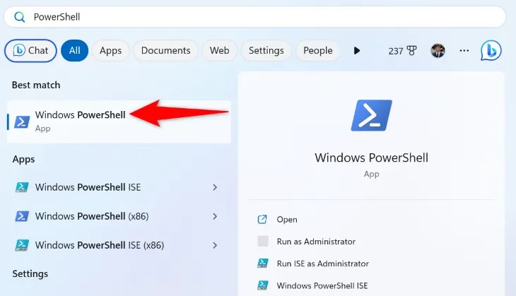 Select PowerShell.