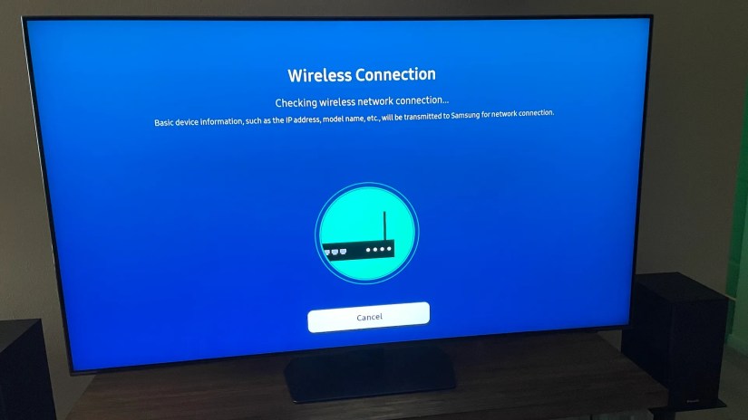 The Wi-Fi connect screen on the Samsung 55-inch QN90C.