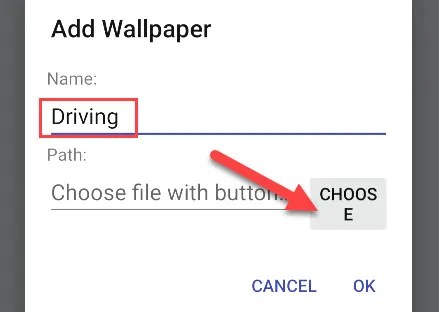 Name the wallpaper and tap &ldquo;Choose&rdquo; to select a video.