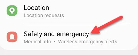 Select &ldquo;Safety and Emergency.&quot;