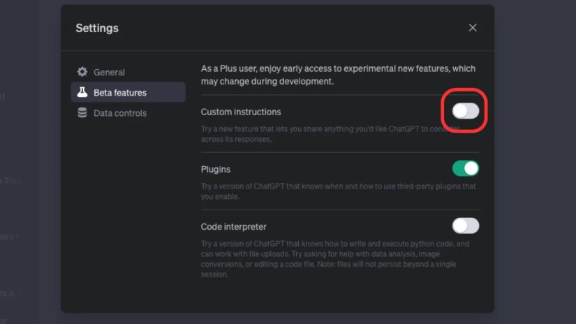 ChatGPT Custom Instructions Toggle