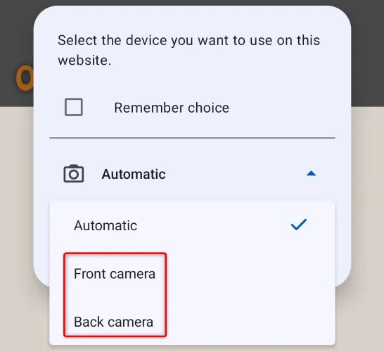 Choose the front or rear camera.