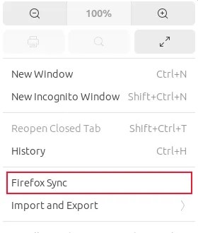 The &ldquo;Firefox Sync&rdquo; option in the GNOME Web &ldquo;Preferences&rdquo; menu