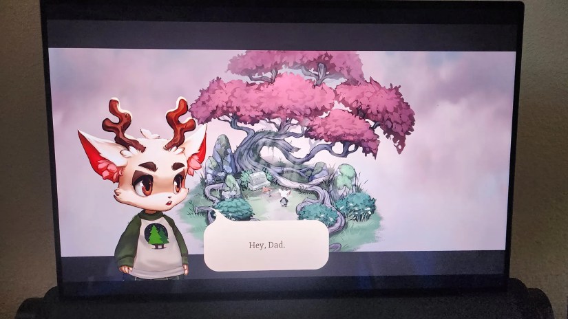 The Dell XPS 17 (9730) laptop playing indie video game &ldquo;Beacon Pines.&quot;