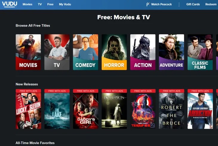 Free movies at Vudu