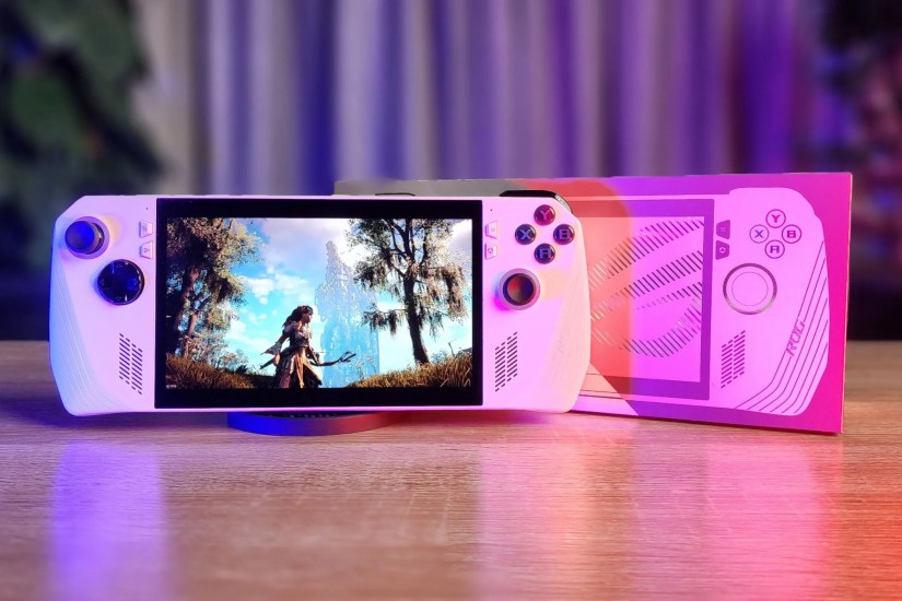 ASUS ROG Ally With its Box Showing Horizon Zero Dawn on its screen
