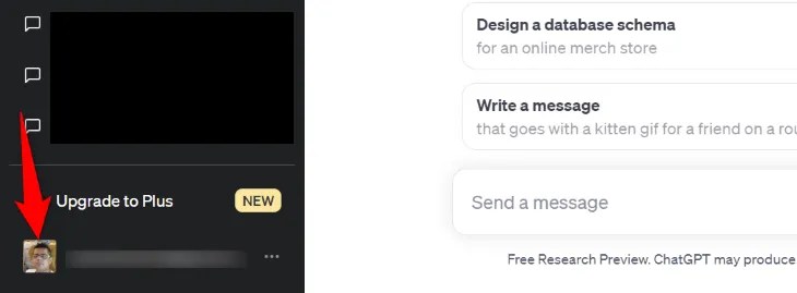 Select the profile picture in the bottom-left corner.