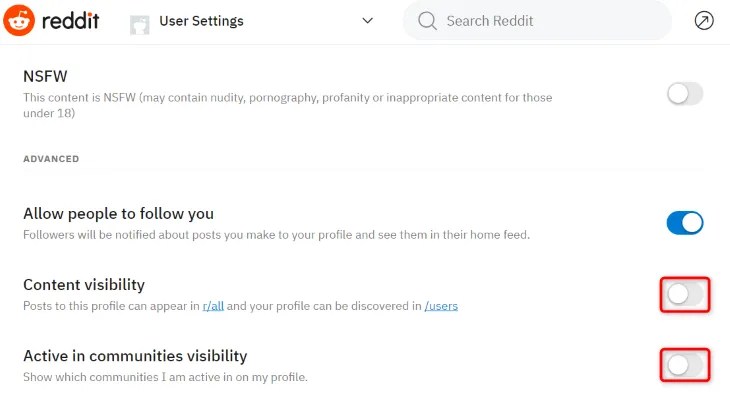 Disable both content visibility options.