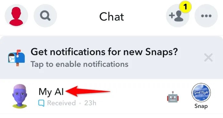 Select &ldquo;My AI.&quot;
