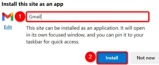 Make a Gmail Windows app in Edge.