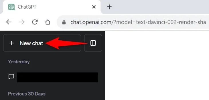 Choose &ldquo;New Chat&rdquo; in the top-left corner.
