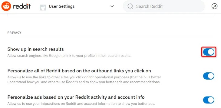 Disable &ldquo;Show Up in Search Results.&quot;