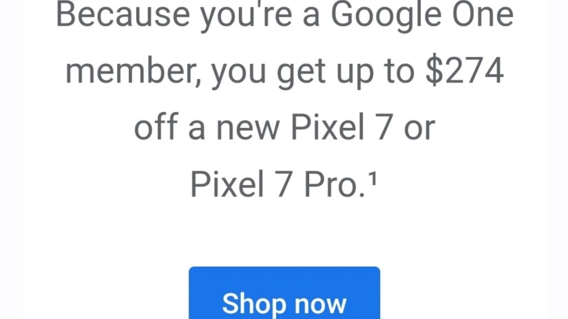 Pixel 7 Google One deal email