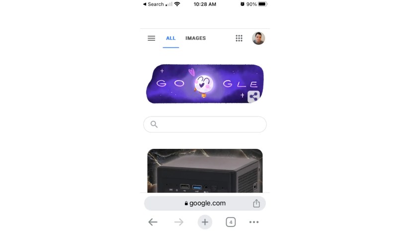 Chrome on iPhone with a bottom navigation bar.