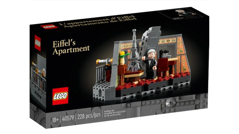 A LEGO box shows a picture of the Eiffel&rsquo;s Apartment set.