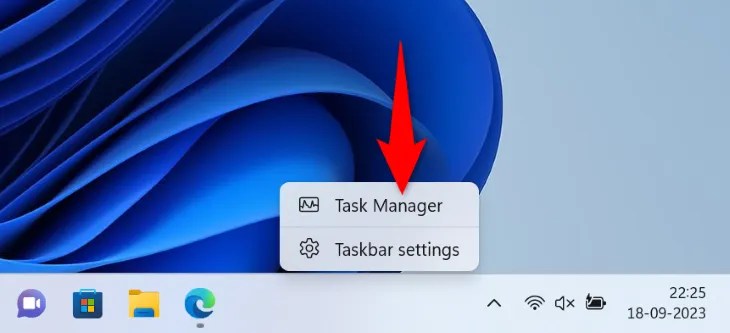 Select &ldquo;Task Manager&rdquo; in the menu.