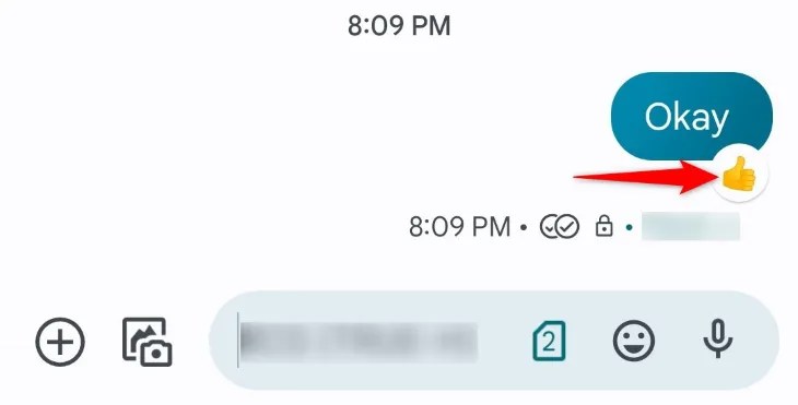 A liked text message on Android.