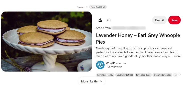 A dedicated item page on Pinterest.