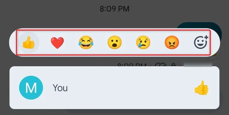Change the reaction for a text message on Android.