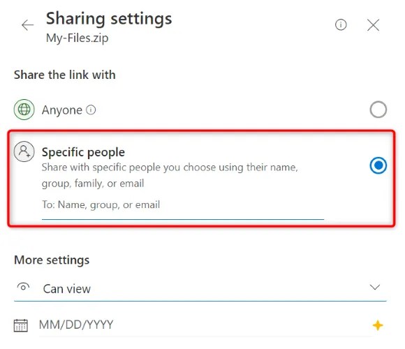 Share a OneDrive file.