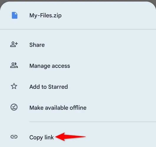 Choose &ldquo;Copy Link&rdquo; in the menu.