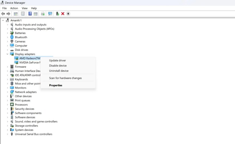 Disable device option in the Device Manager