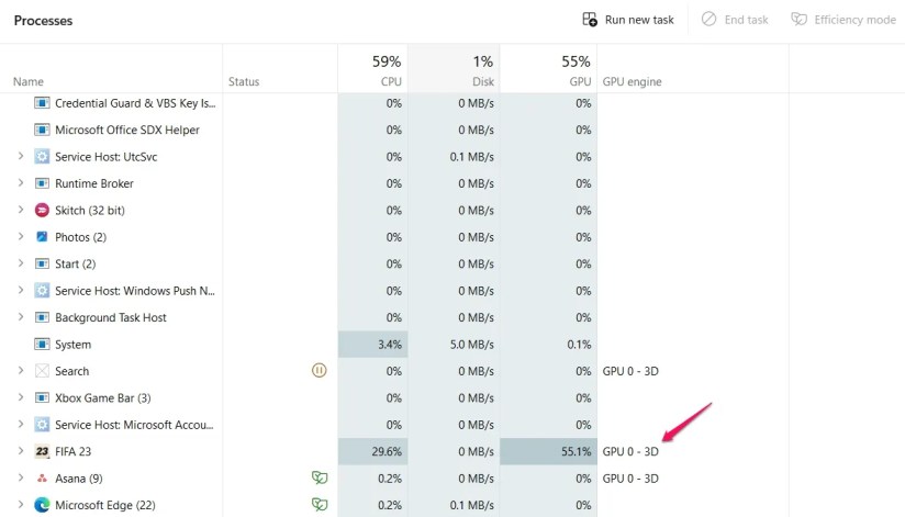 GPU Engine column in the Task Manager