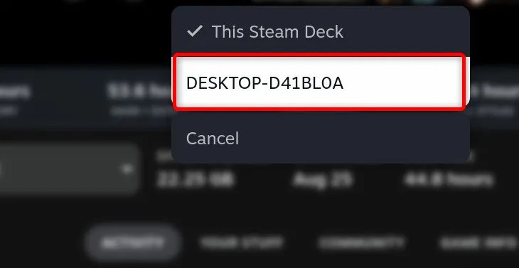 Out of the two options, select the one that doesn&rsquo;t read This Steam Deck