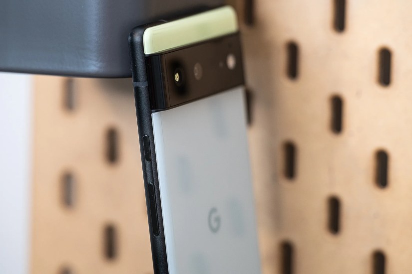 Pixel phone power and volume buttons.