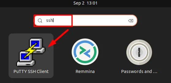 PuTTY open from Application Manager