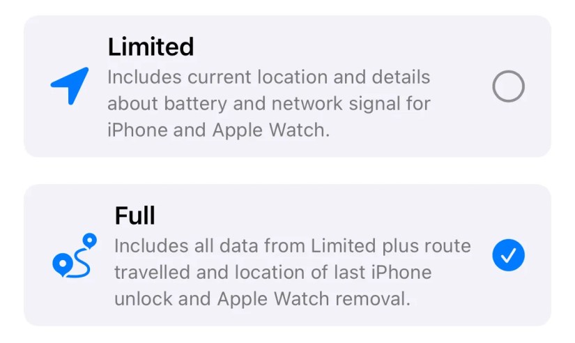 Choose how much data to share via Check In