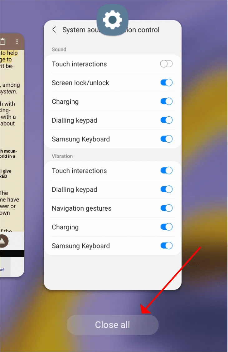 tap on close all button in recent apps