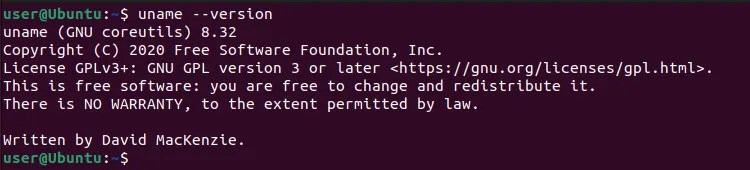 uname command with version option