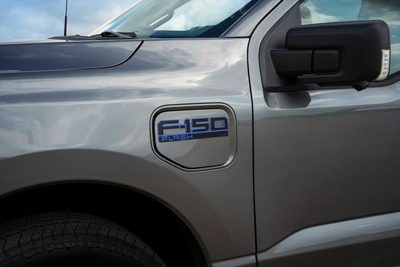Charging port of the Ford F-150 Lightning Flash.