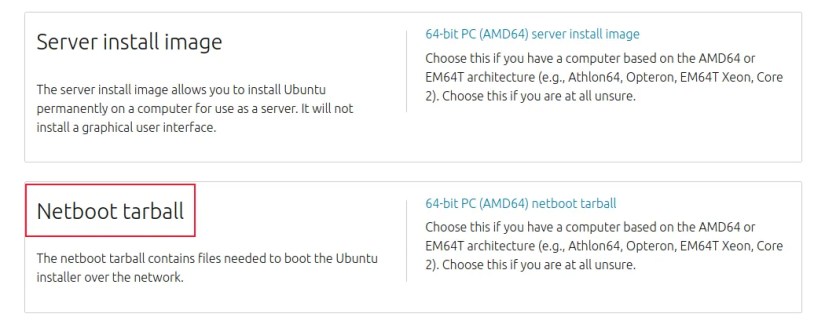 The Ubuntu network installer download page