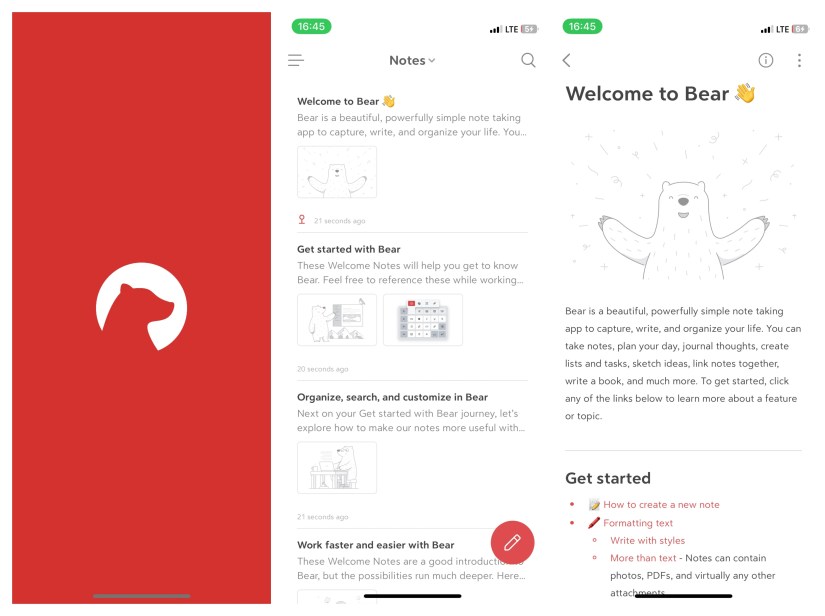 Bear App for iPhone