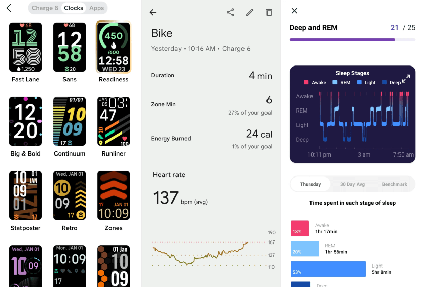 Fitbit app screenshots.