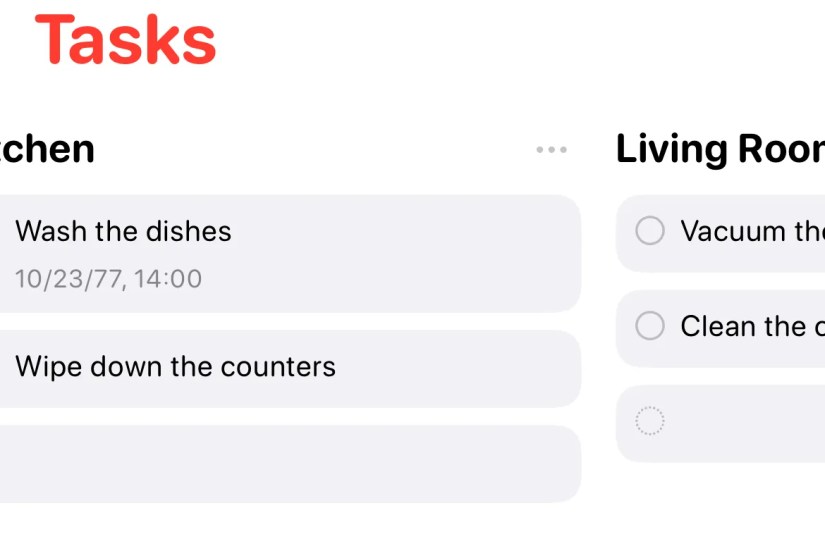 iOS 17 Reminder Column View