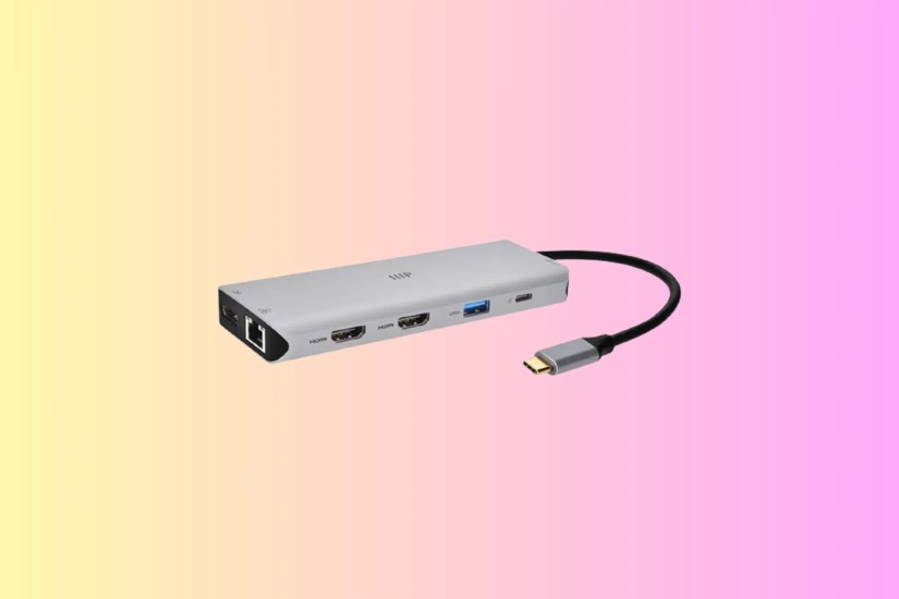 Monoprice 13-in-1 docking station on a gradient background