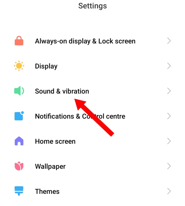 A screenshot of the Sound &amp; Vibration setting in Android