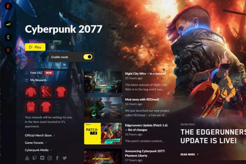 Enable mods for Cyberpunk 2077 using the REDlancher
