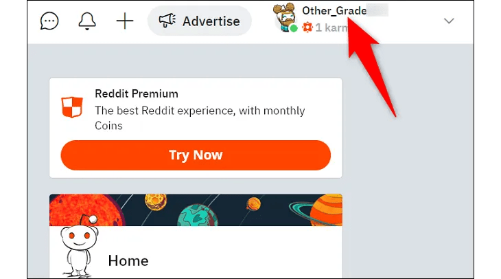 Select the username at the top-right corner.