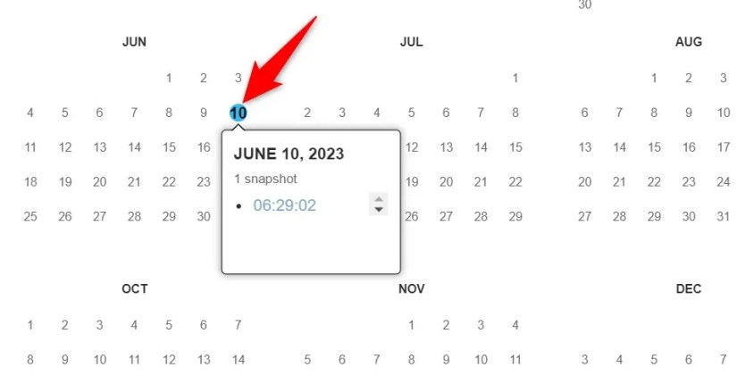 History calendar on the Wayback Machine site.