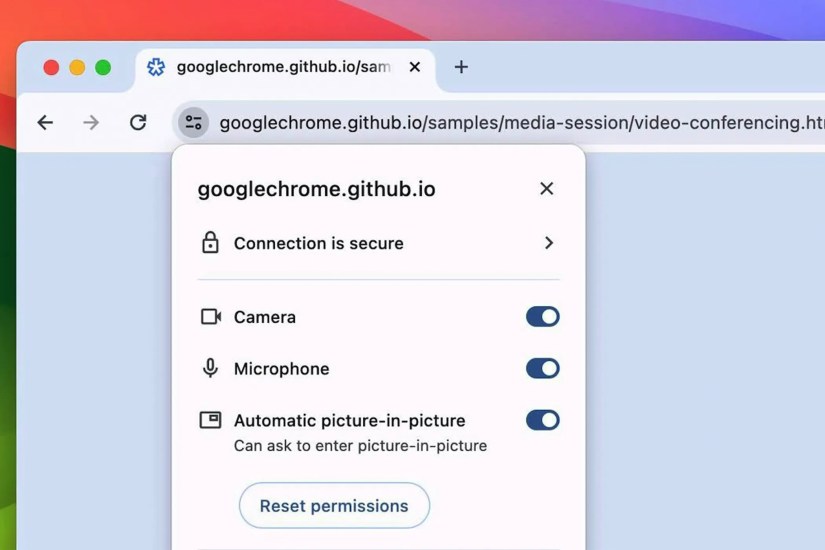The Automatic picture-in-picture mode permission is website-specific and can be toggled at any time.