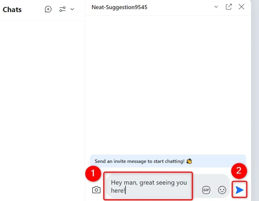 &lsquo;Chats&rsquo; panel for a new chat on Reddit for desktop.