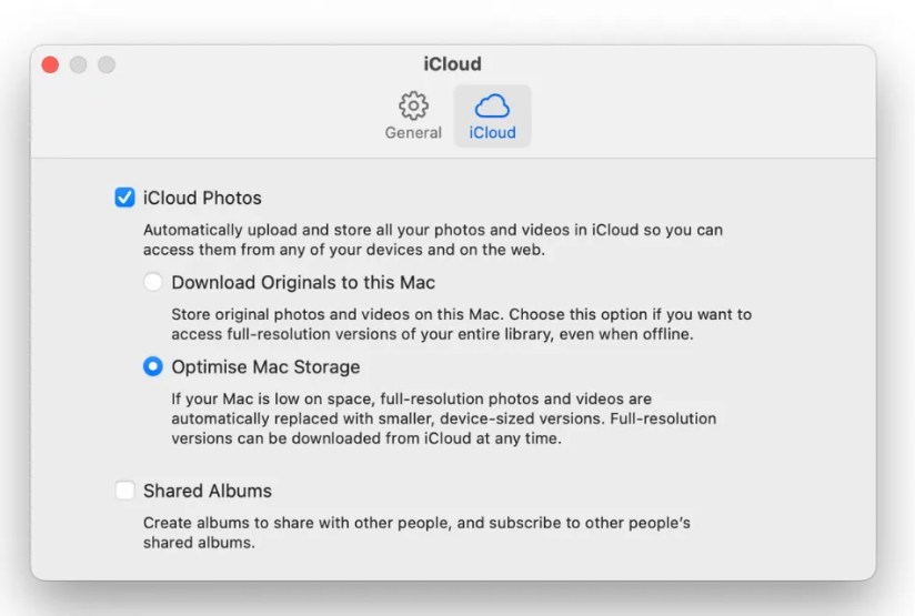 Activate iCloud photos on Mac.