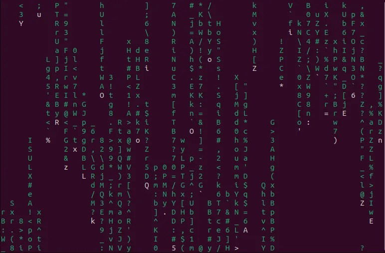 The cmatrix command making green characters raining on your Linux terminal like The Matrix movie