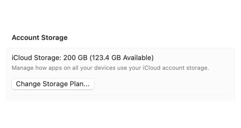 iCloud account storage management on Mac.
