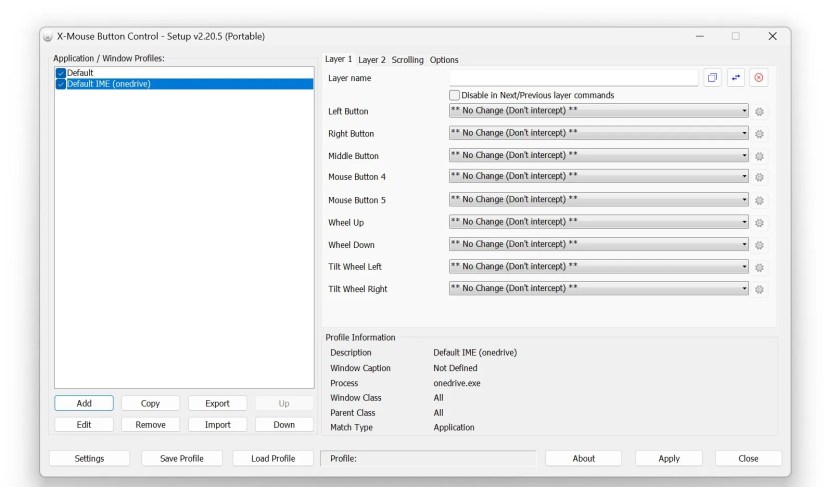 Remapping keys using the x-mouse button control software