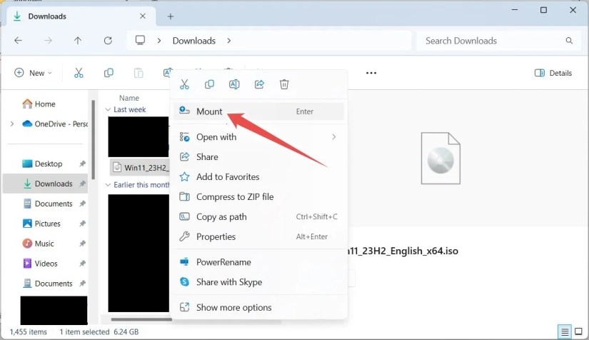 Mounting the Windows 11 ISO